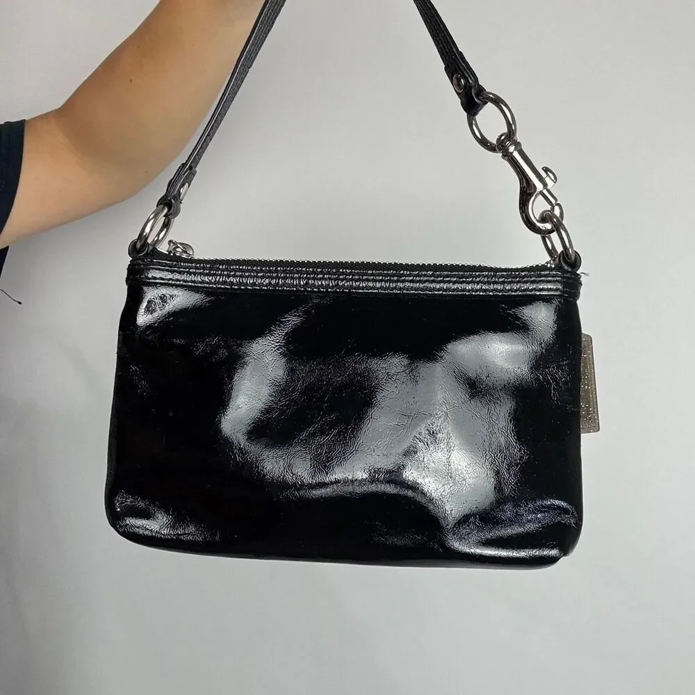 Coach Poppy Vintage Y2K Black Patent Leather Shoulder Mini Bag